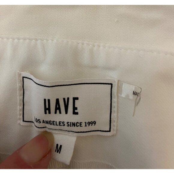 HAVE Los Angelos White Straight-Leg Trousers With Tie Waist Medium - Picture 4 of 11